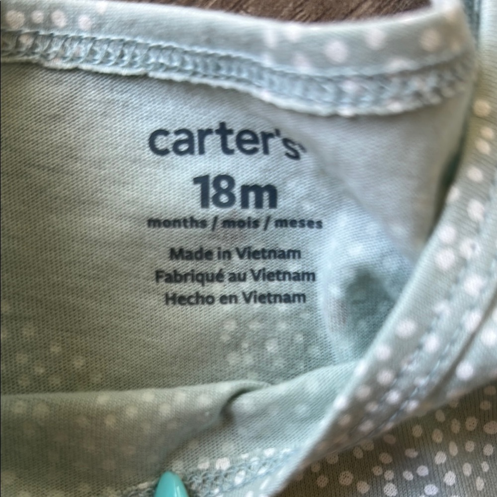 NEW Carter's Sage Green Polka Dot Bunnies Short Sleeve Sundress - Picture 6 of 8